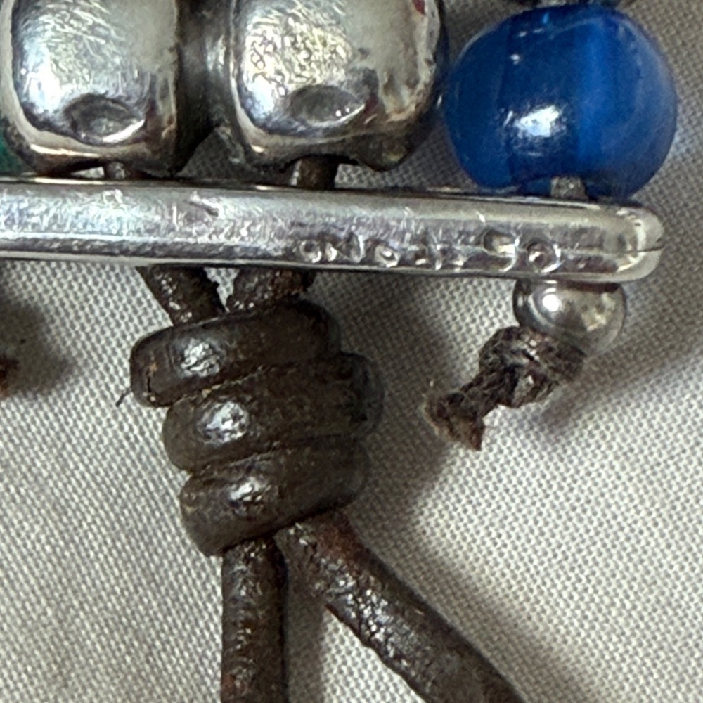 UNO de 50 Silver Beaded Bracelet with Blue and Green Accents and leather. - Picture 12 of 12